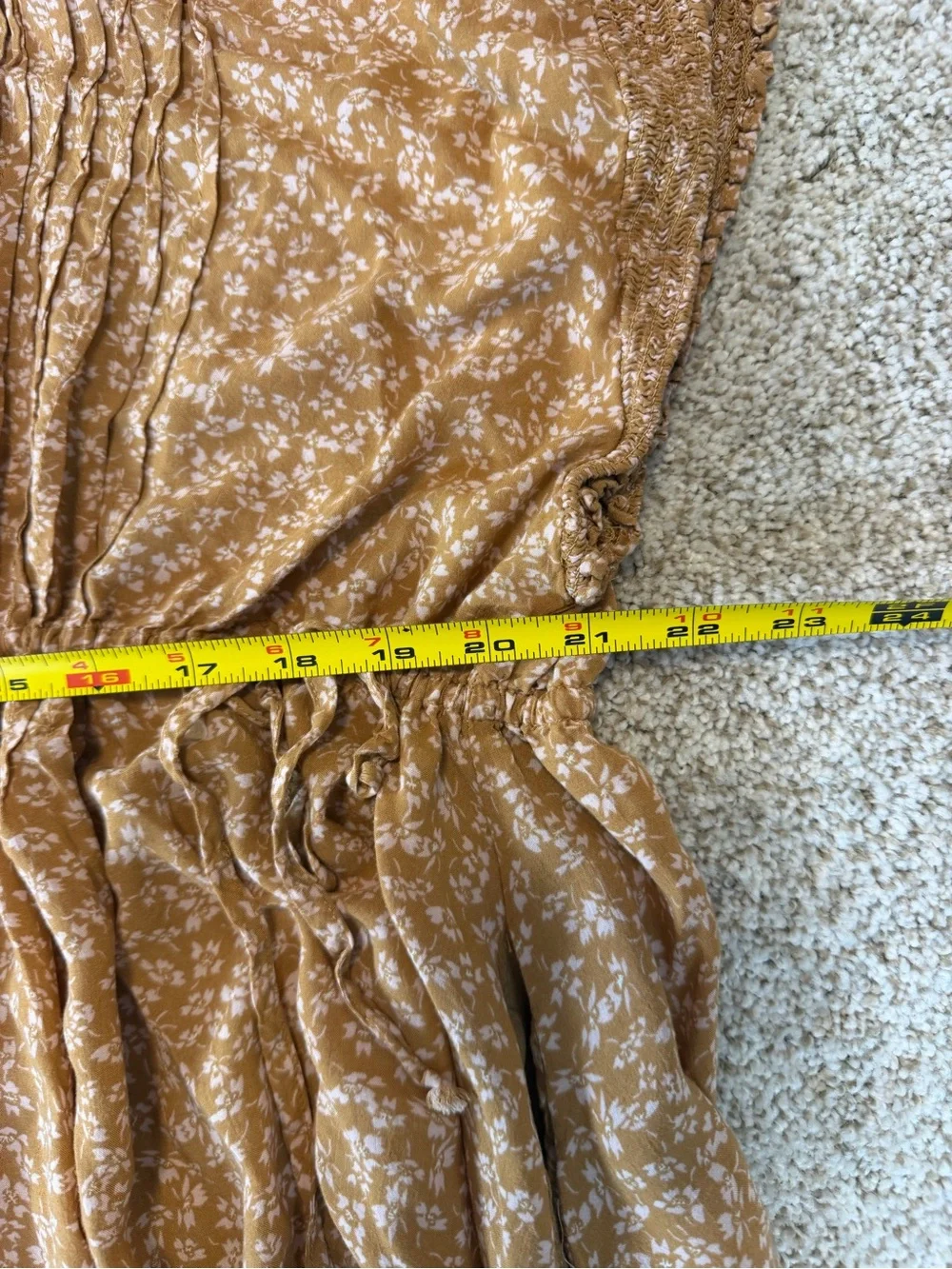 Free People One Fine Day Brown Ditsy Floral Print Mini Dress Size M